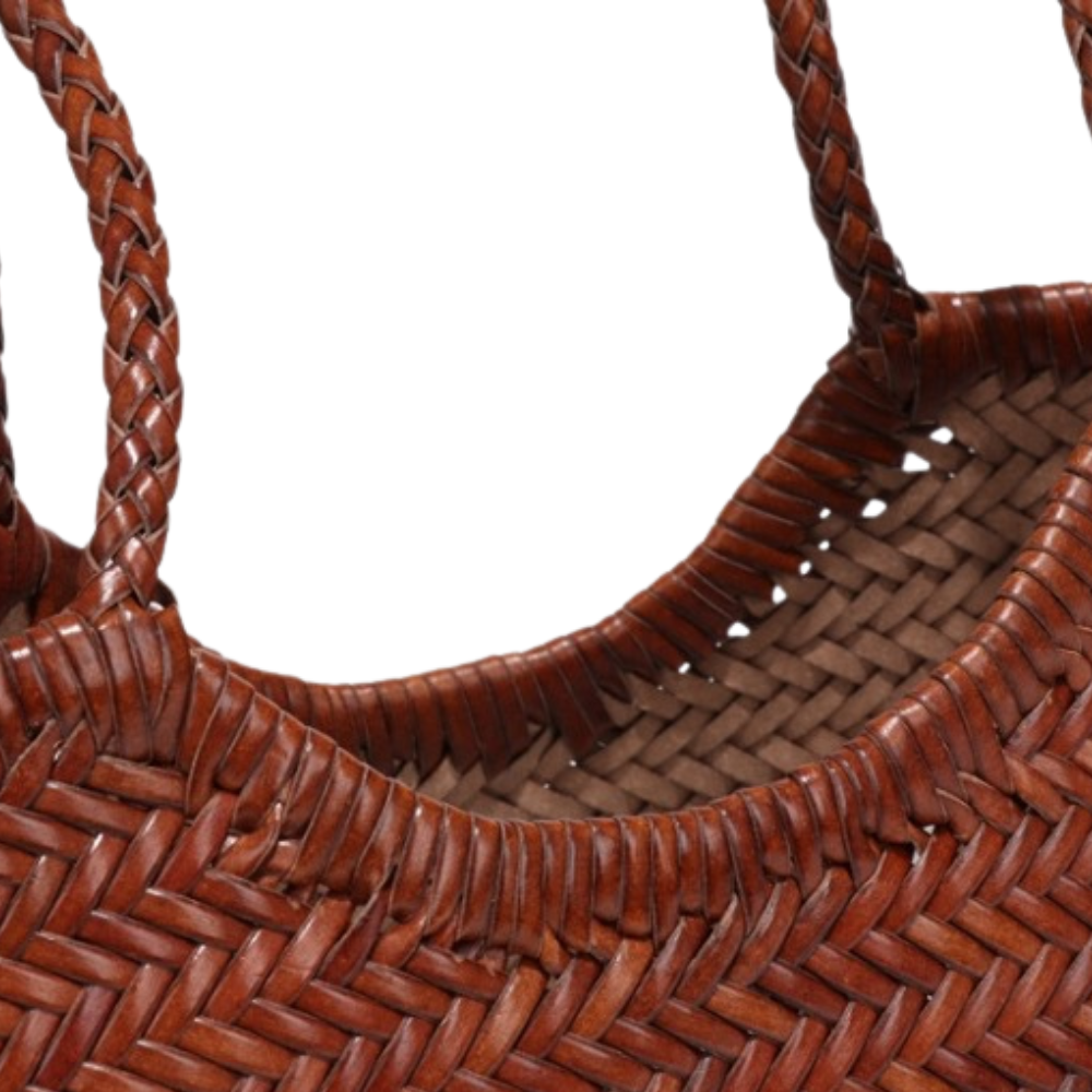 KIRA BAG Bolso tote estilo capazo de cuero artesanal trenzado