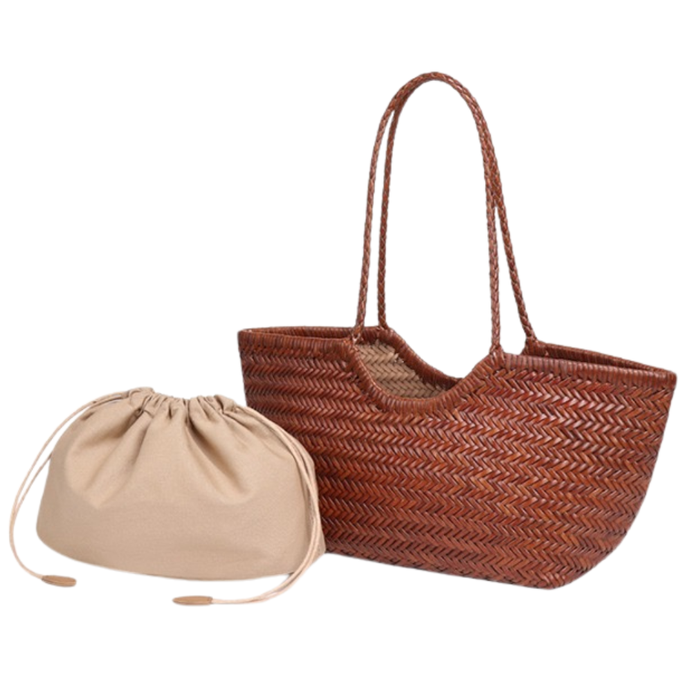 KIRA BAG Bolso tote estilo capazo de cuero artesanal trenzado
